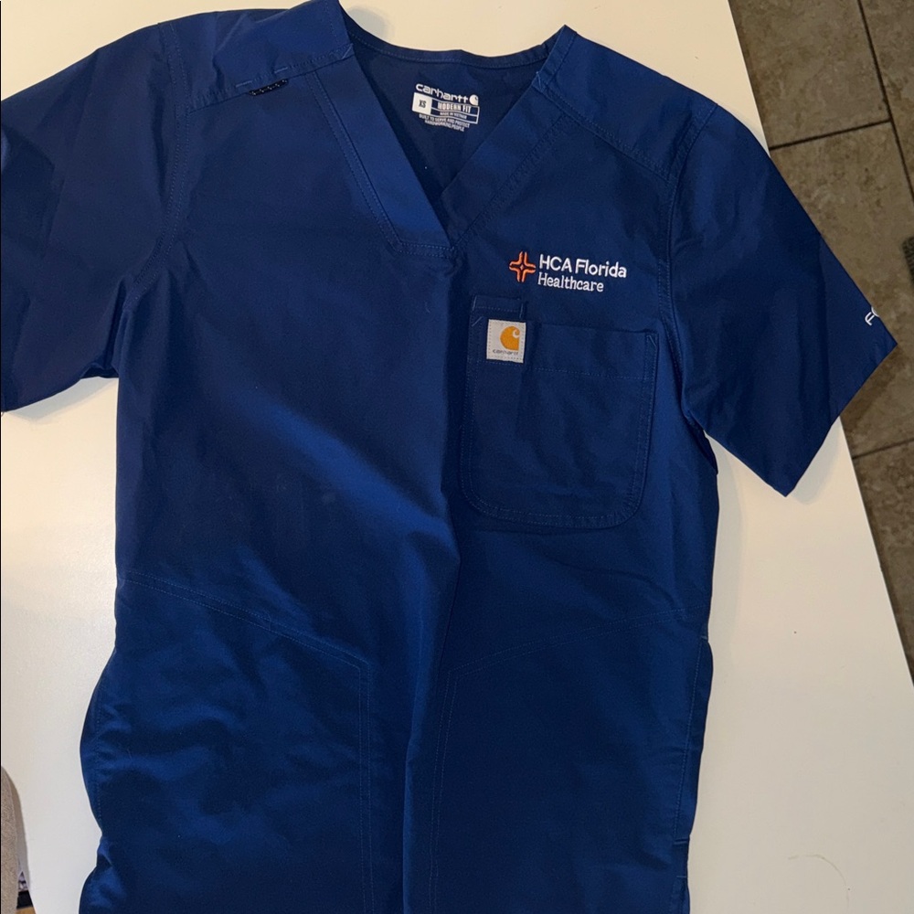 Carhartt Blue HCA Florida Healthcare V-Neck Scrub Top